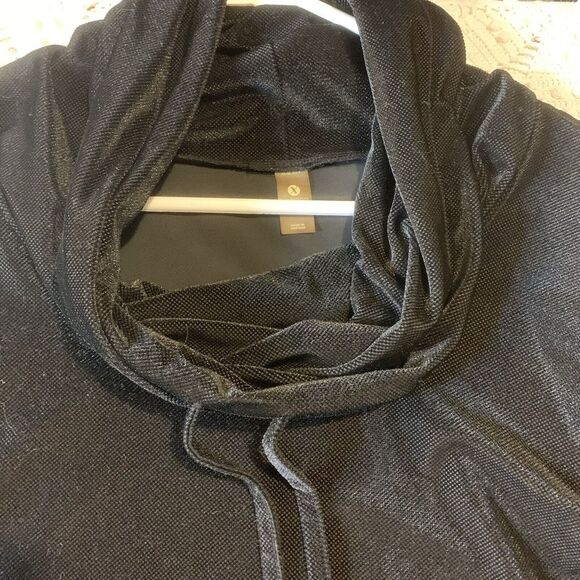 Xersion (L) Women's Sweatshirt - Cowl Neck Black Soft Mesh-type fabric Athletic - Picture 4 of 8